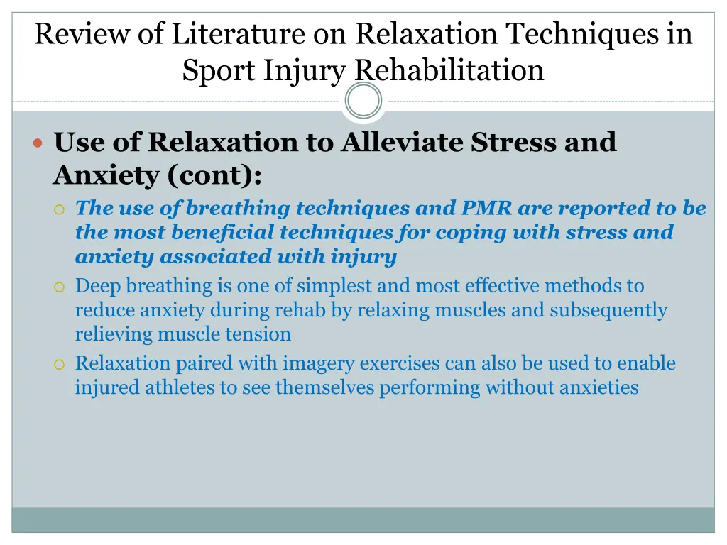 review of literature on relaxation techniques 3
