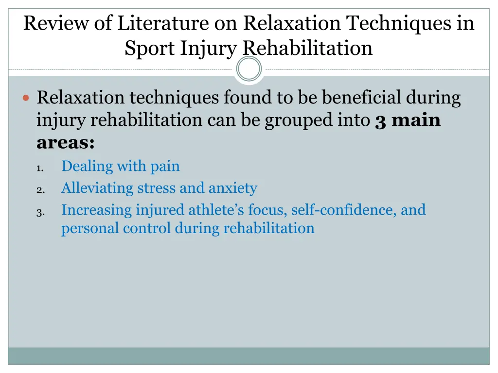 review of literature on relaxation techniques