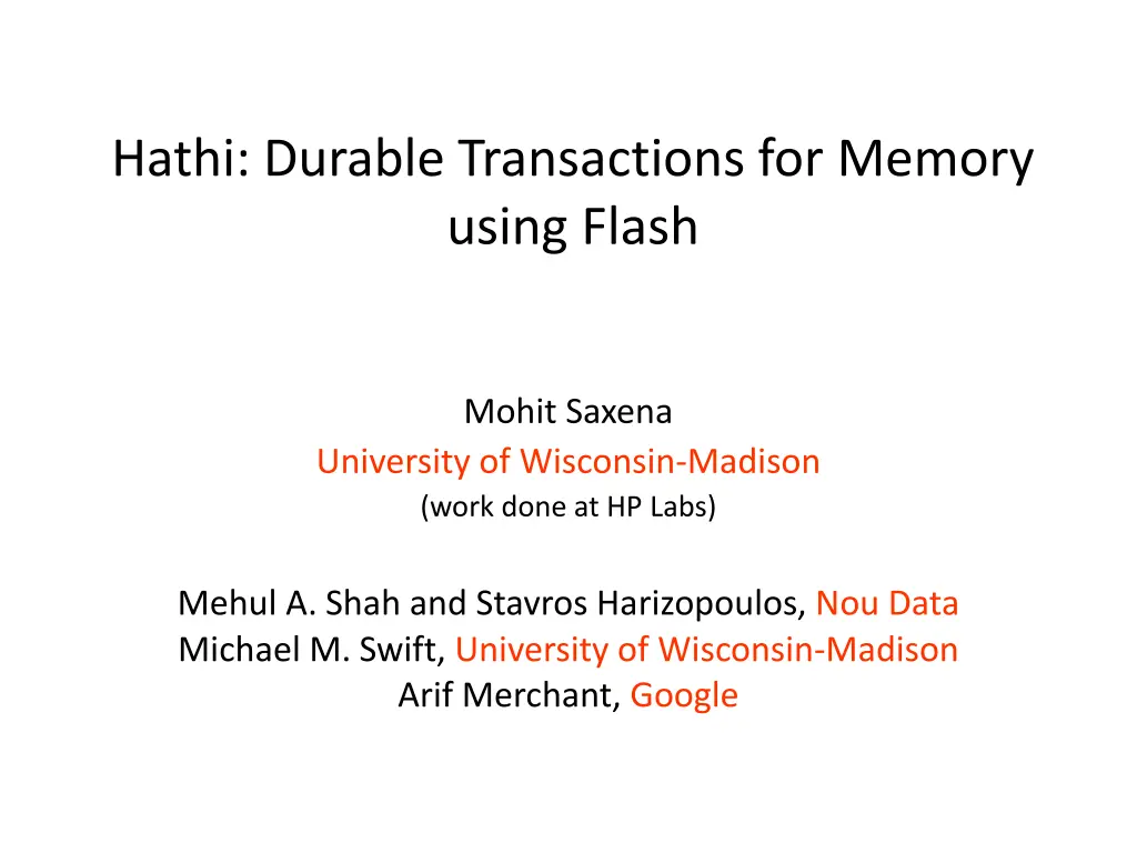 hathi durable transactions for memory using flash