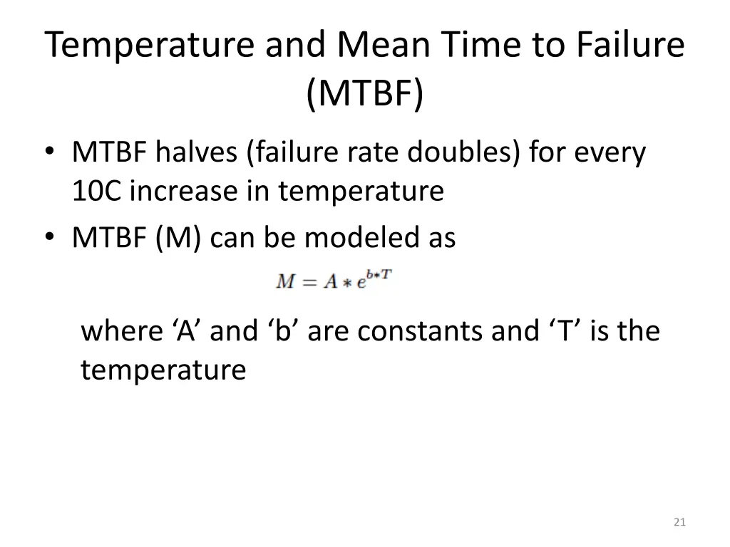 temperature and mean time to failure mtbf