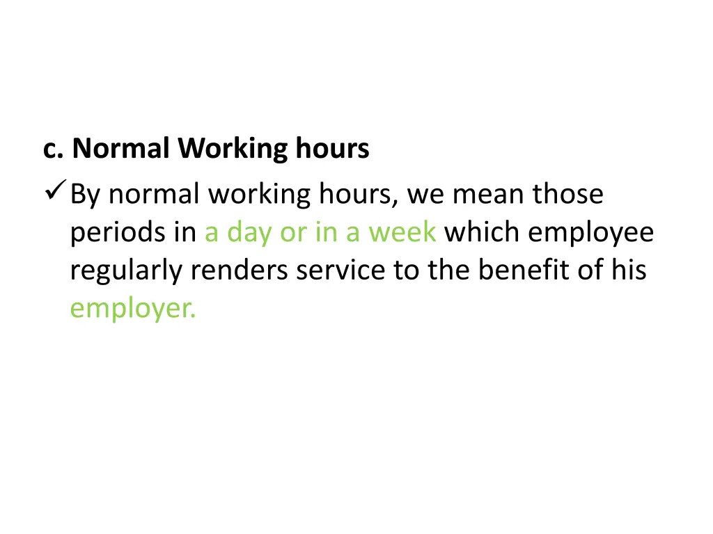 c normal working hours by normal working hours