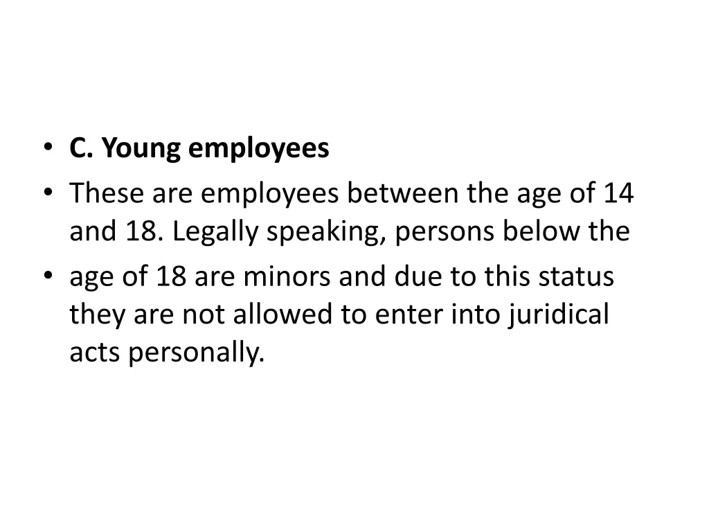 c young employees these are employees between