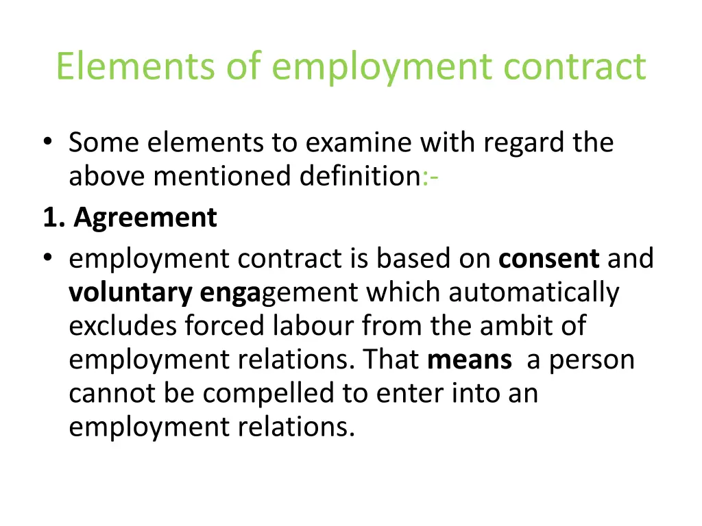 elements of employment contract
