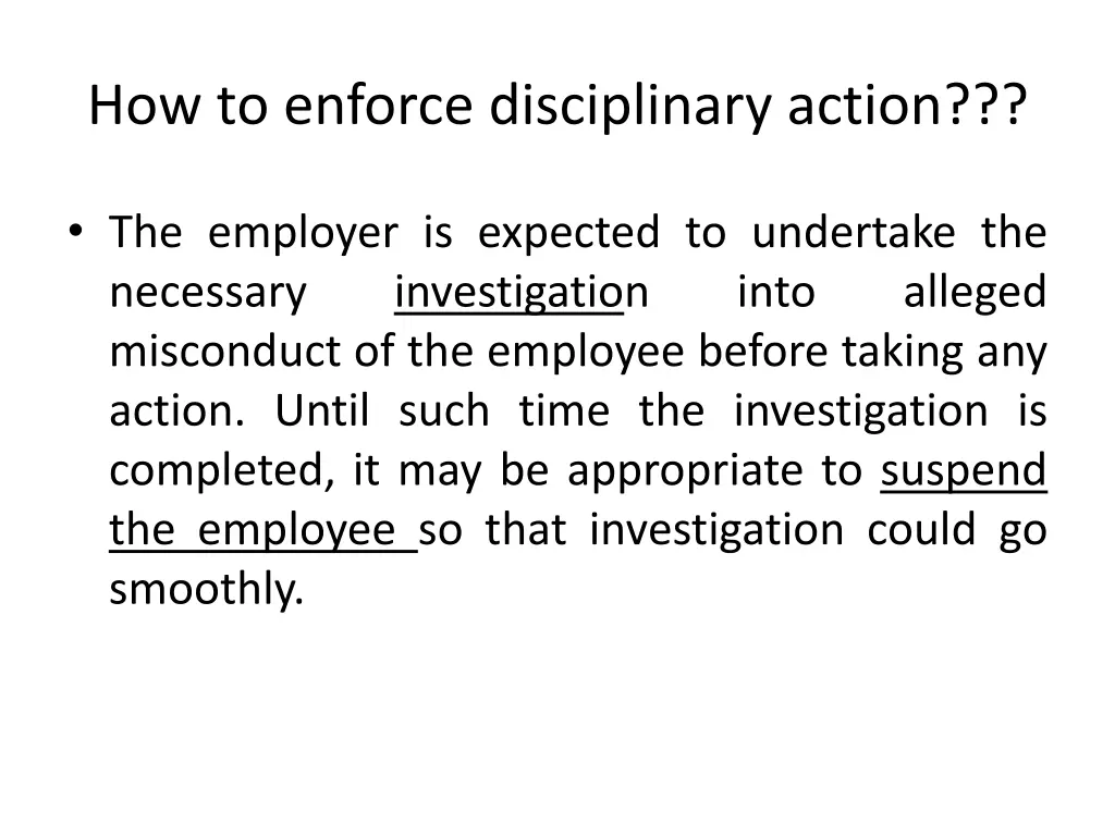 how to enforce disciplinary action