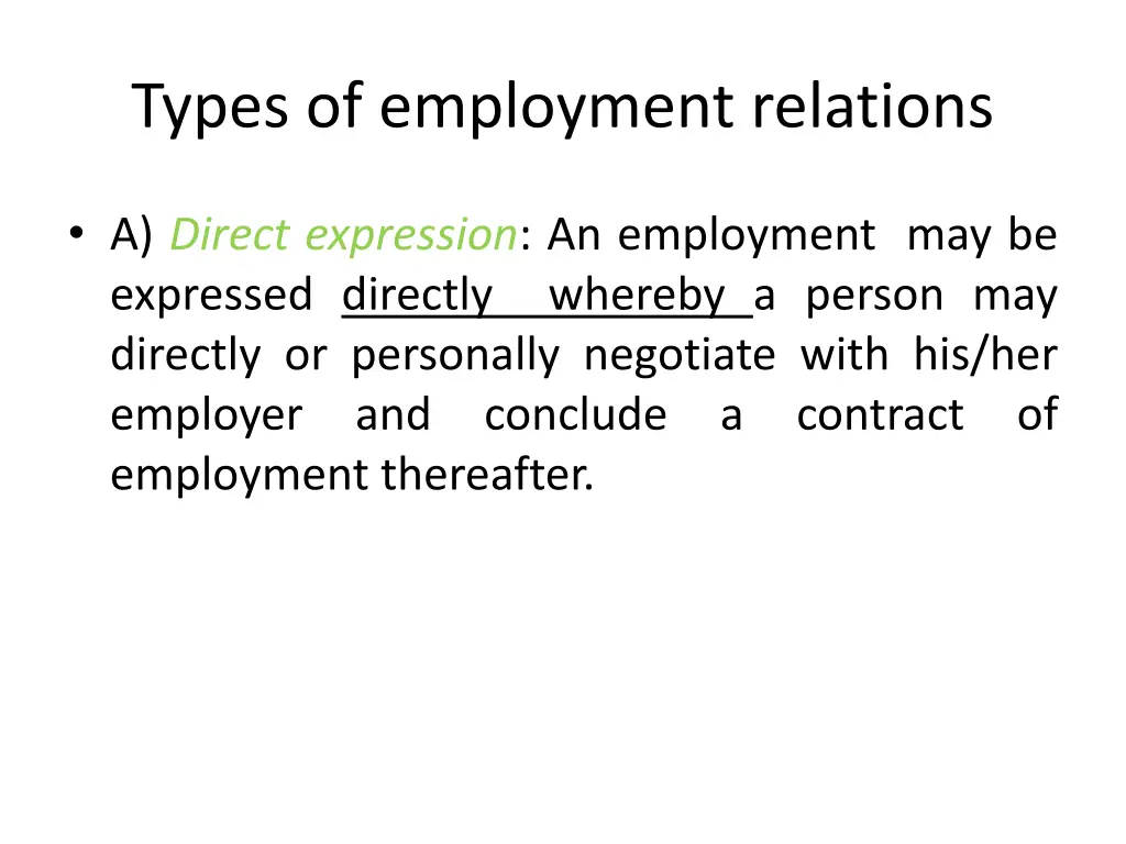 types of employment relations