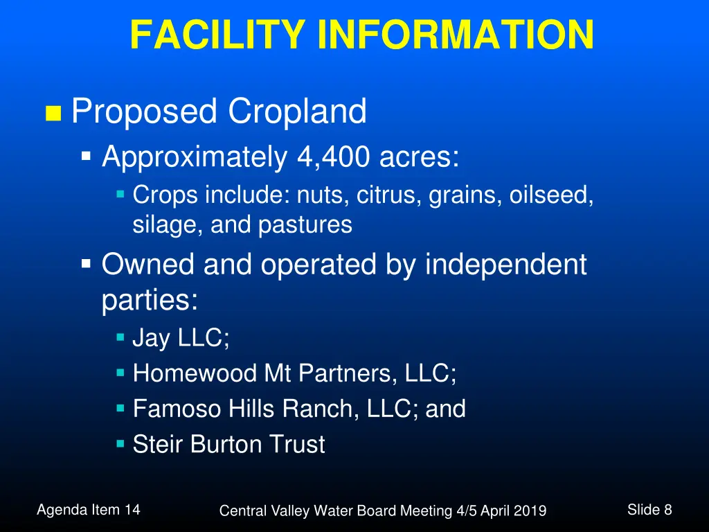 facility information 2