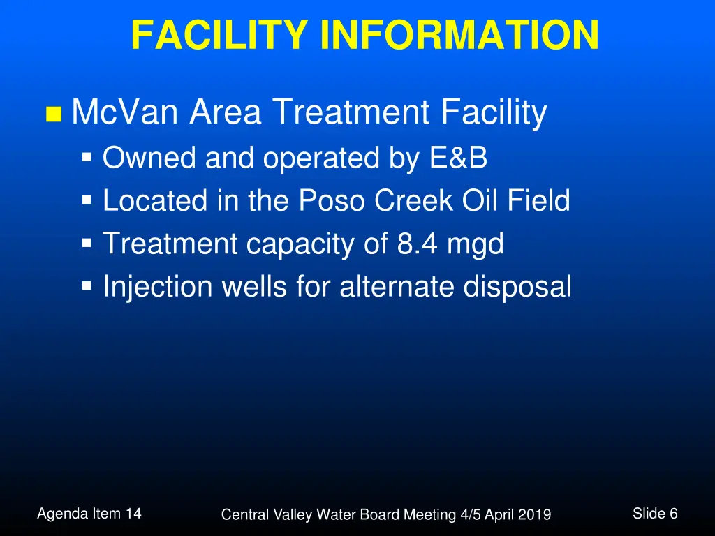 facility information