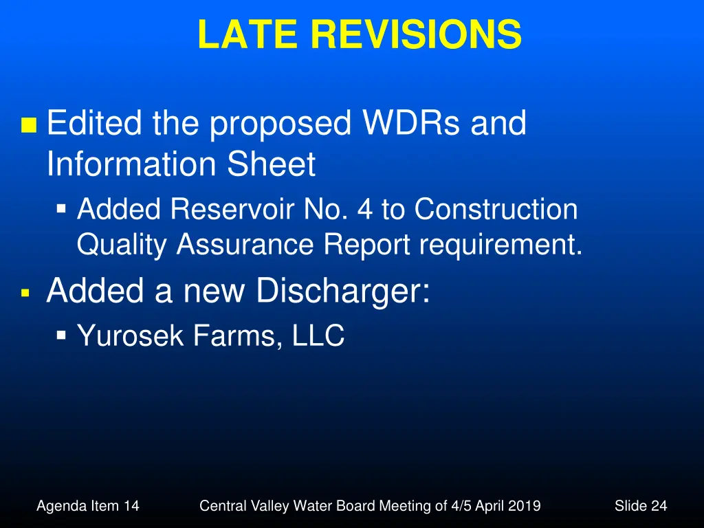 late revisions