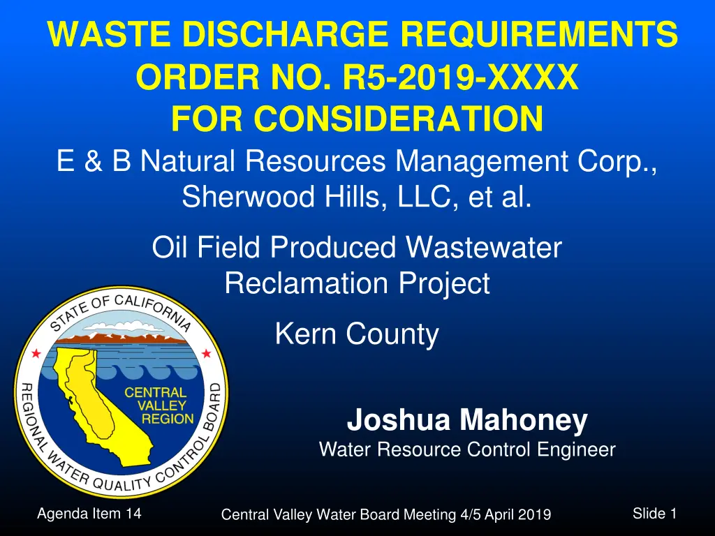 waste discharge requirements order no r5 2019