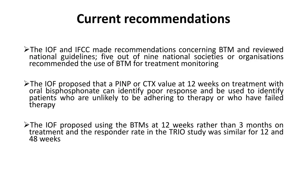 current recommendations