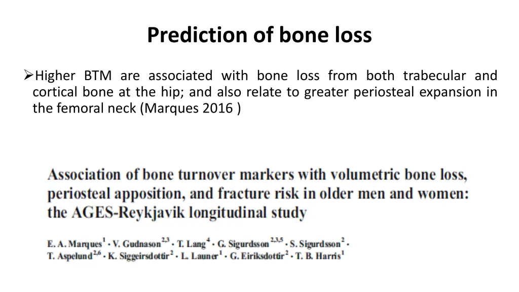 prediction of bone loss