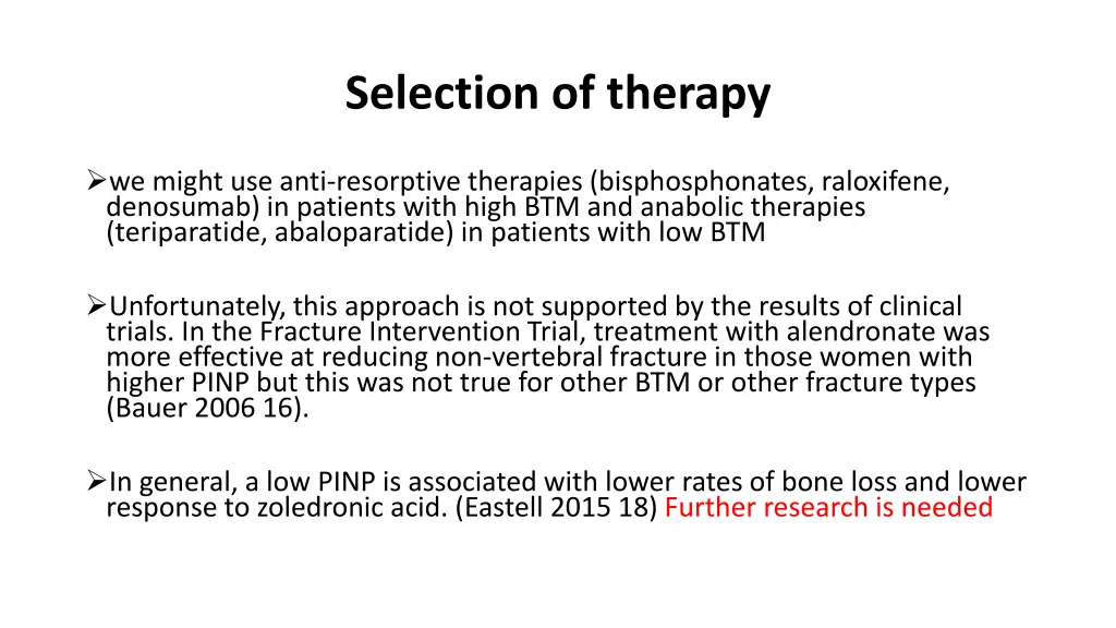 selection of therapy