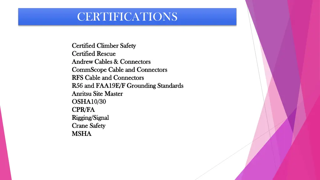 certifications