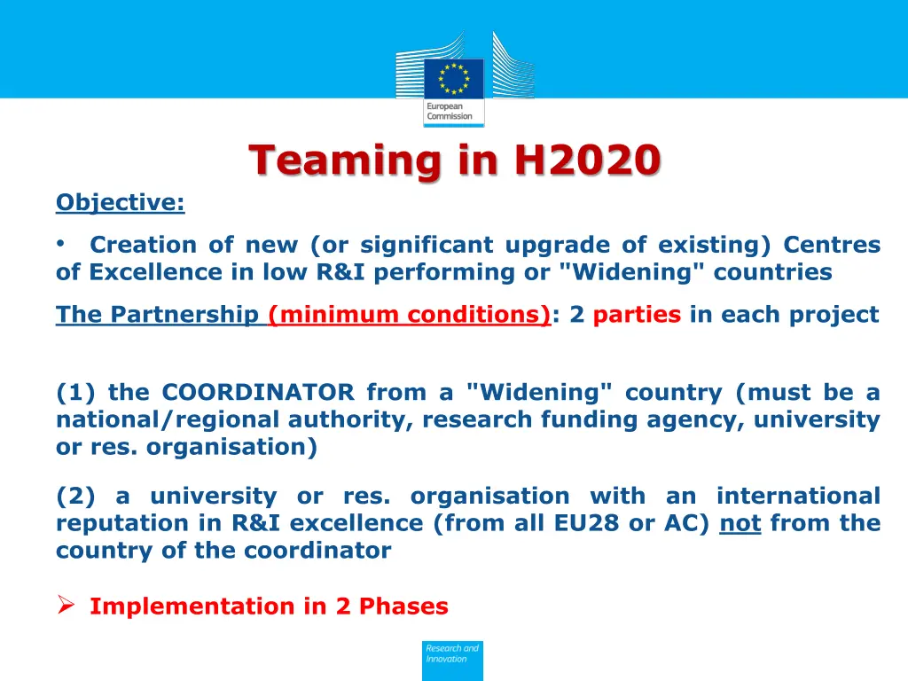 teaming in h2020