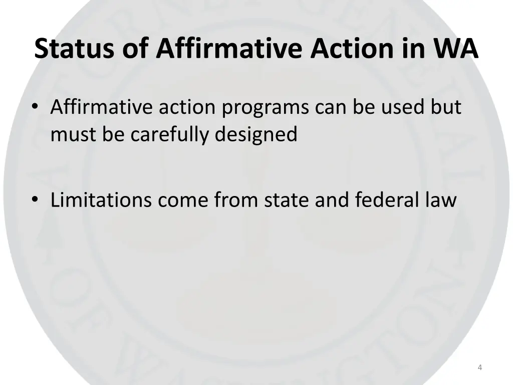 status of affirmative action in wa