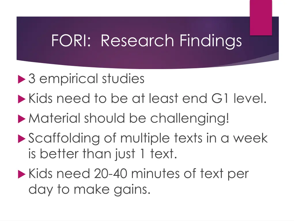 fori research findings