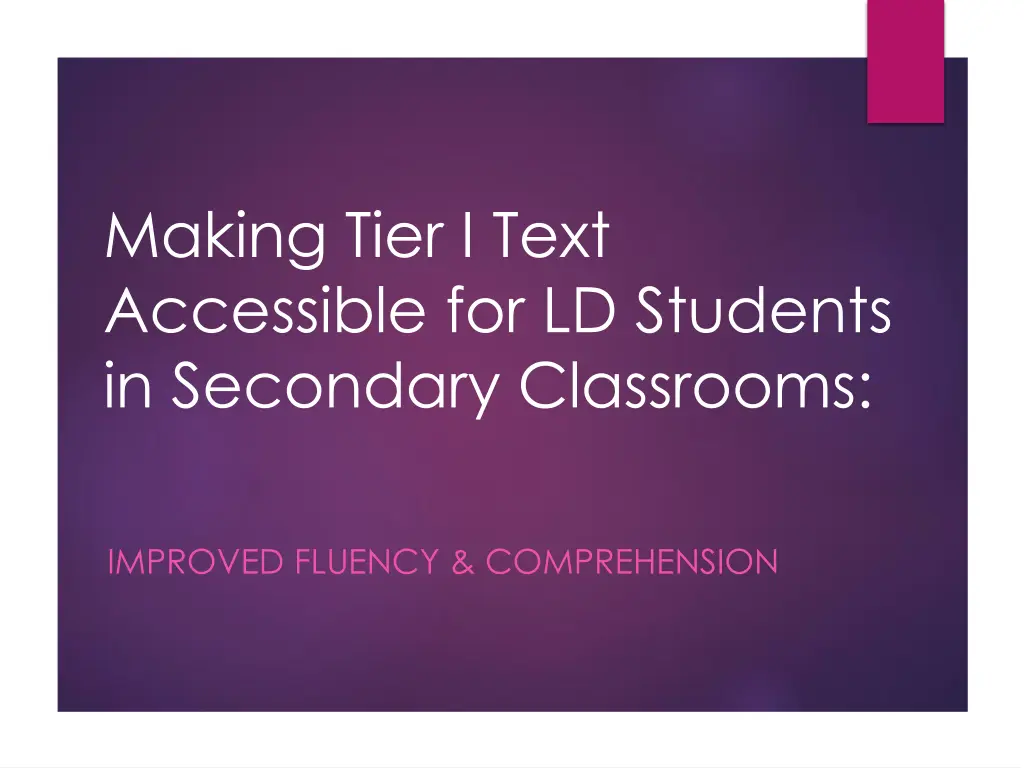 making tier i text accessible for ld students
