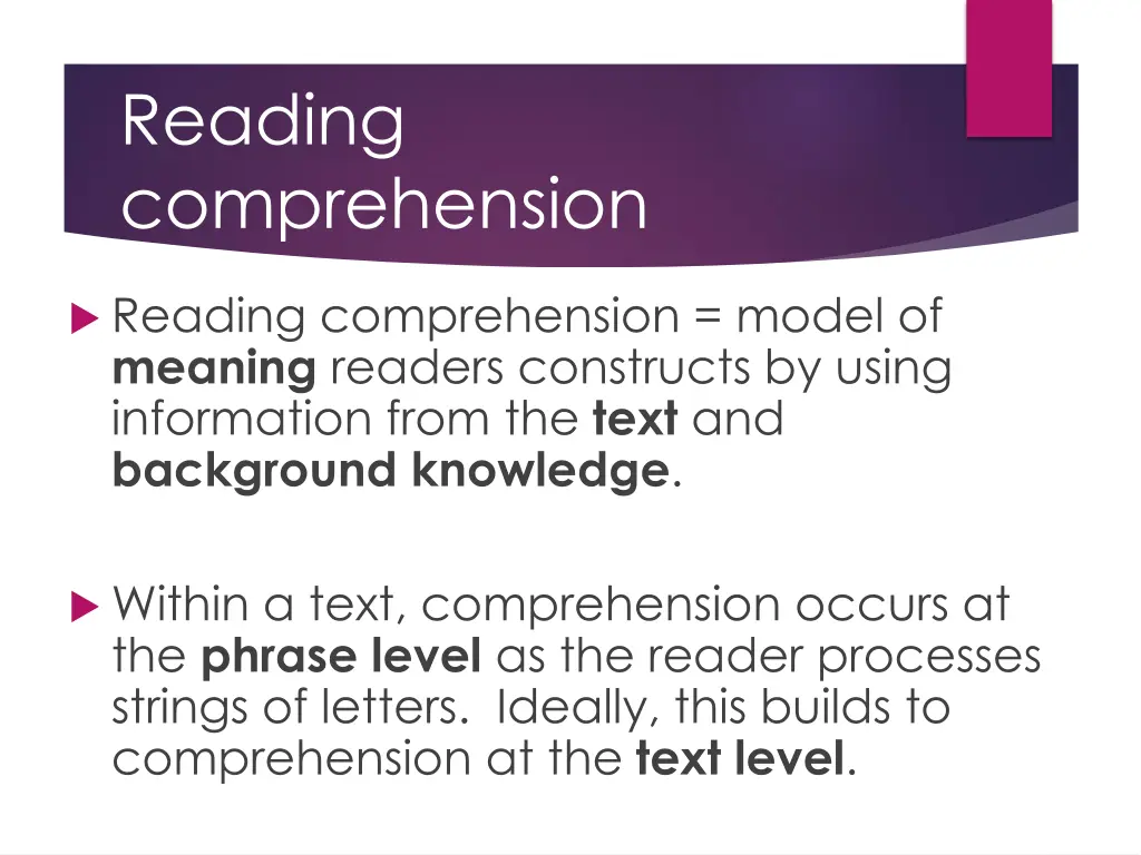 reading comprehension