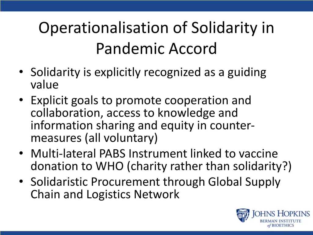 operationalisation of solidarity in pandemic