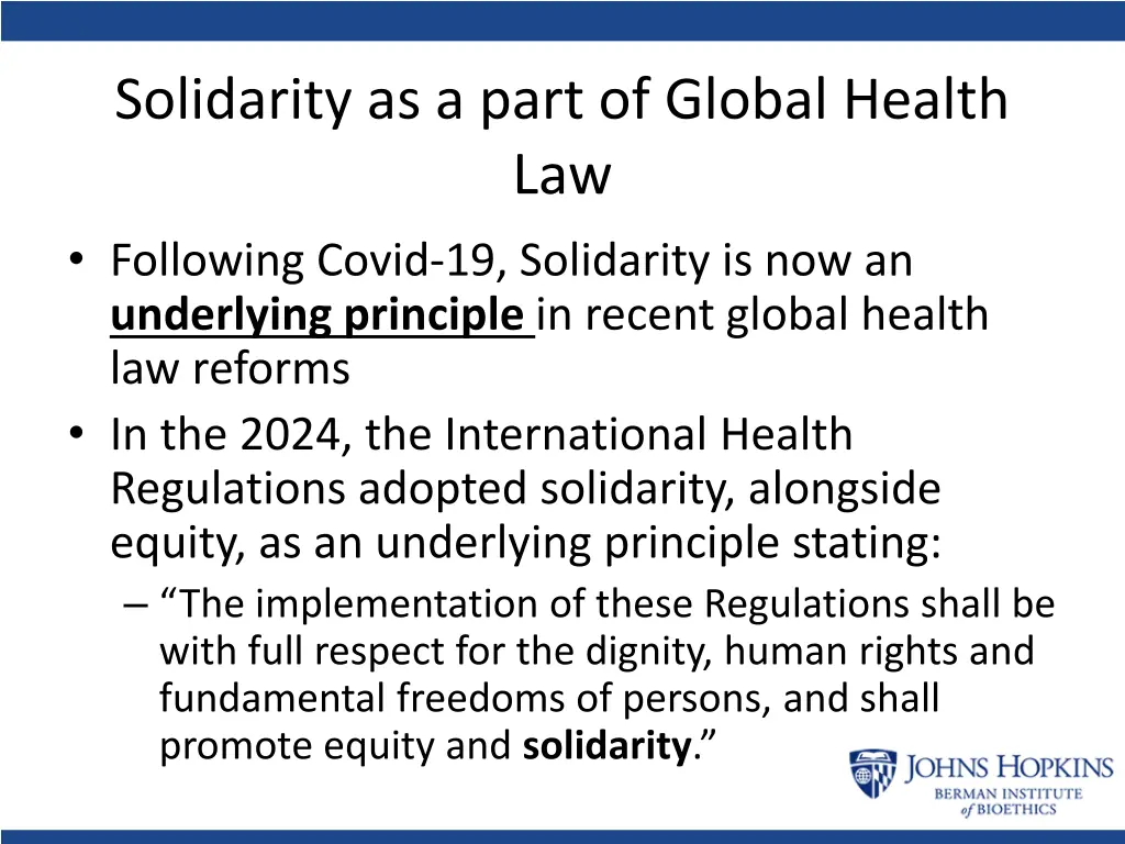 solidarity as a part of global health