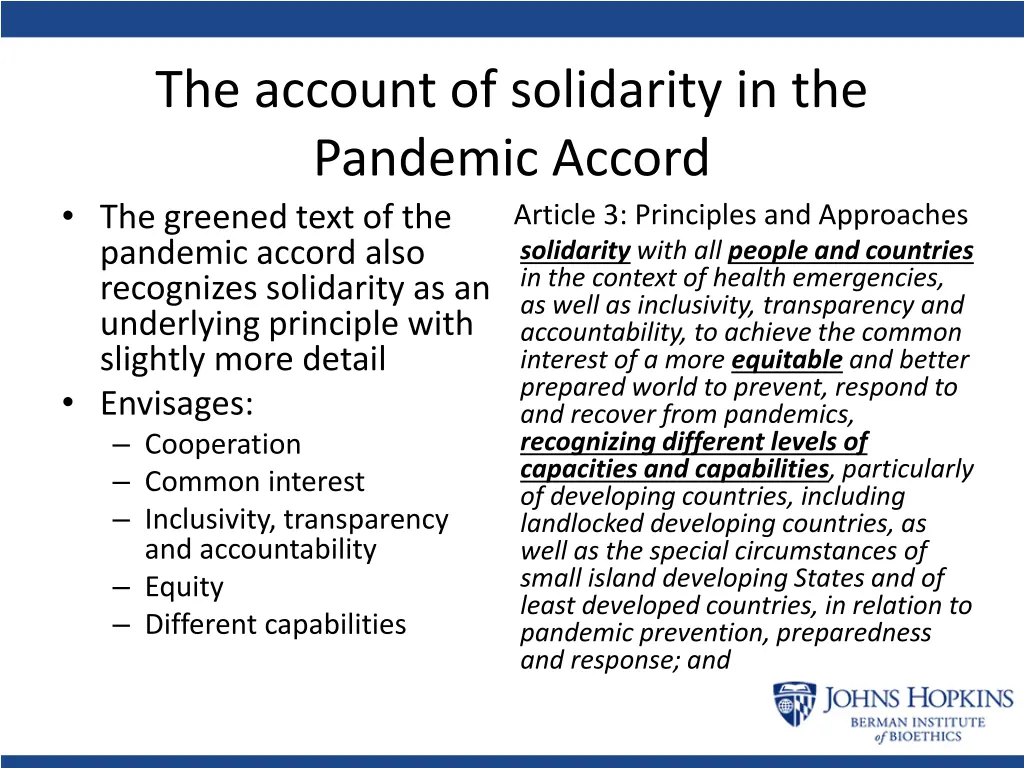 the account of solidarity in the pandemic accord