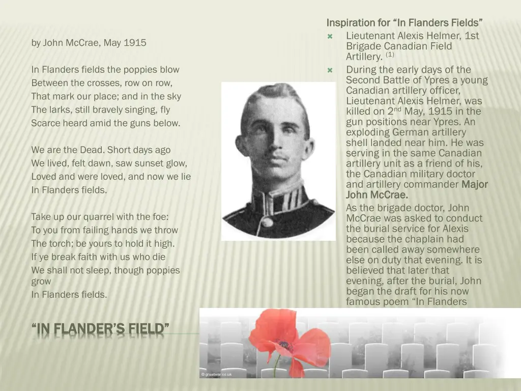 inspiration for in flanders fields inspiration
