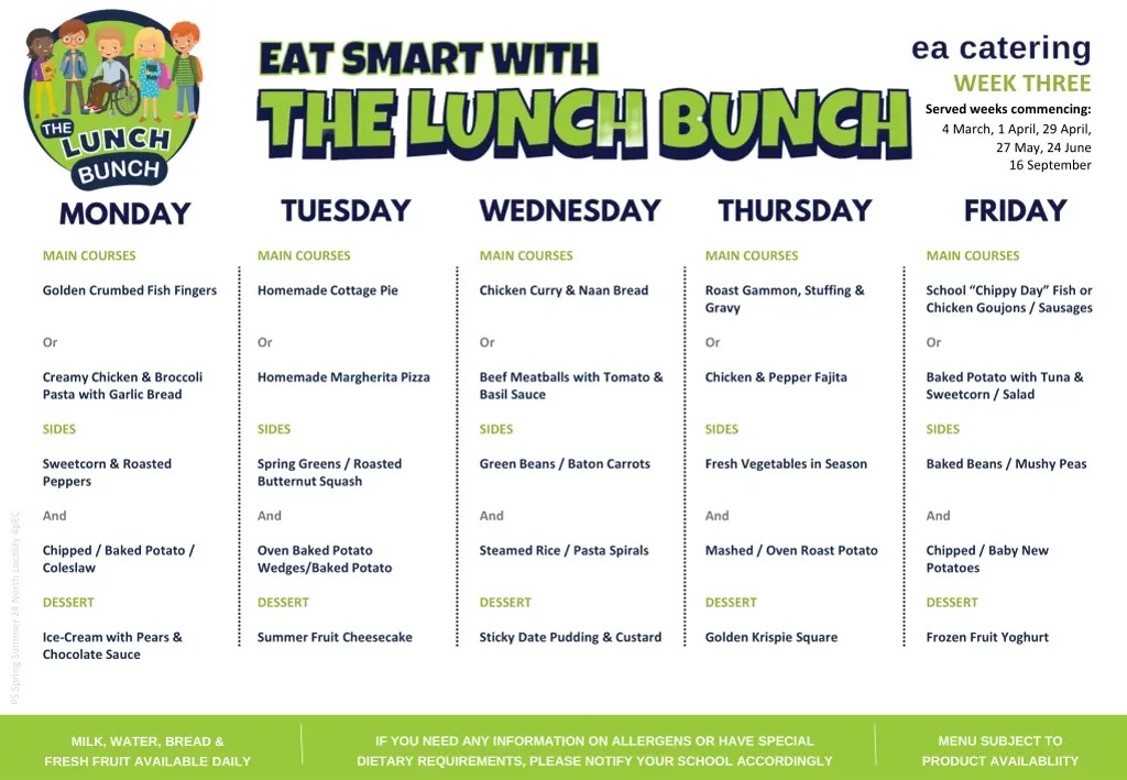 week three served weeks commencing 4 march