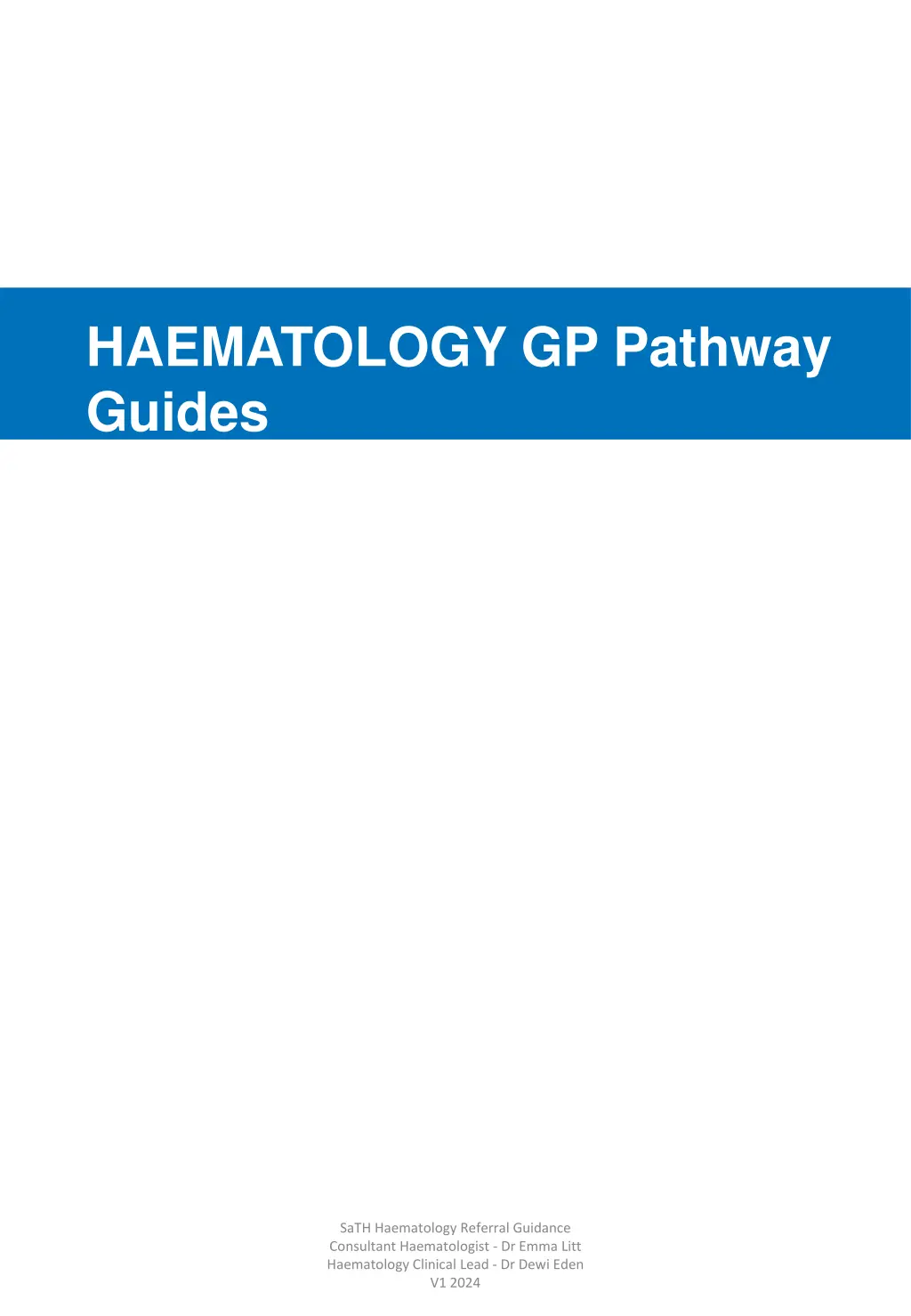 haematology gp pathway guides