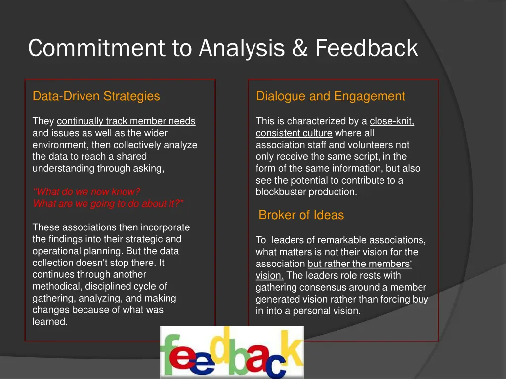 commitment to analysis feedback