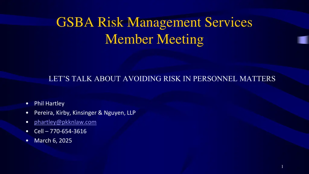 gsba risk management services member meeting