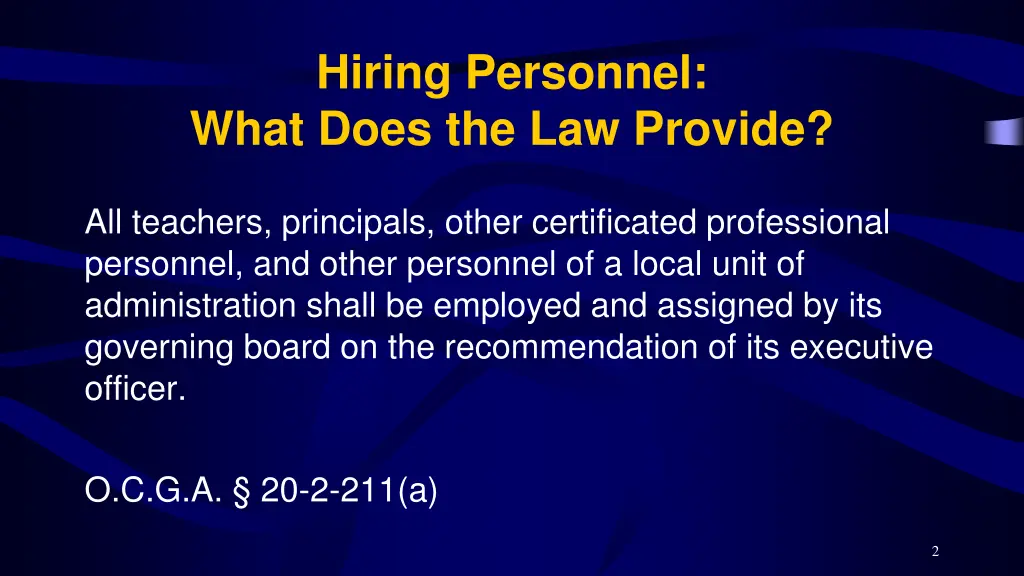 hiring personnel what does the law provide