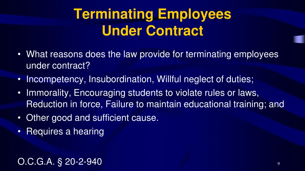 terminating employees under contract