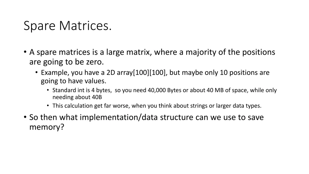 spare matrices