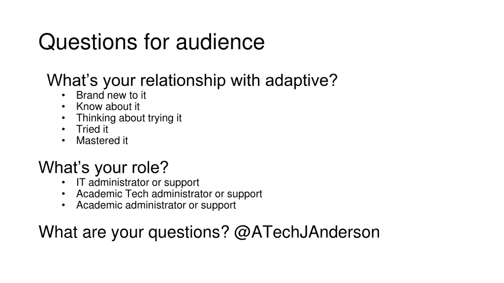 questions for audience