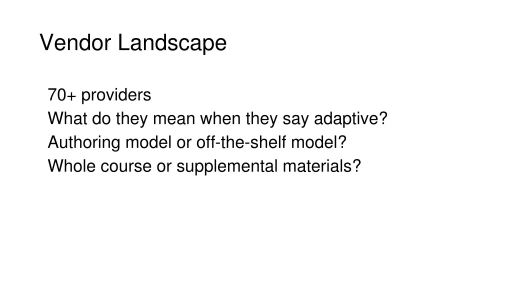 vendor landscape