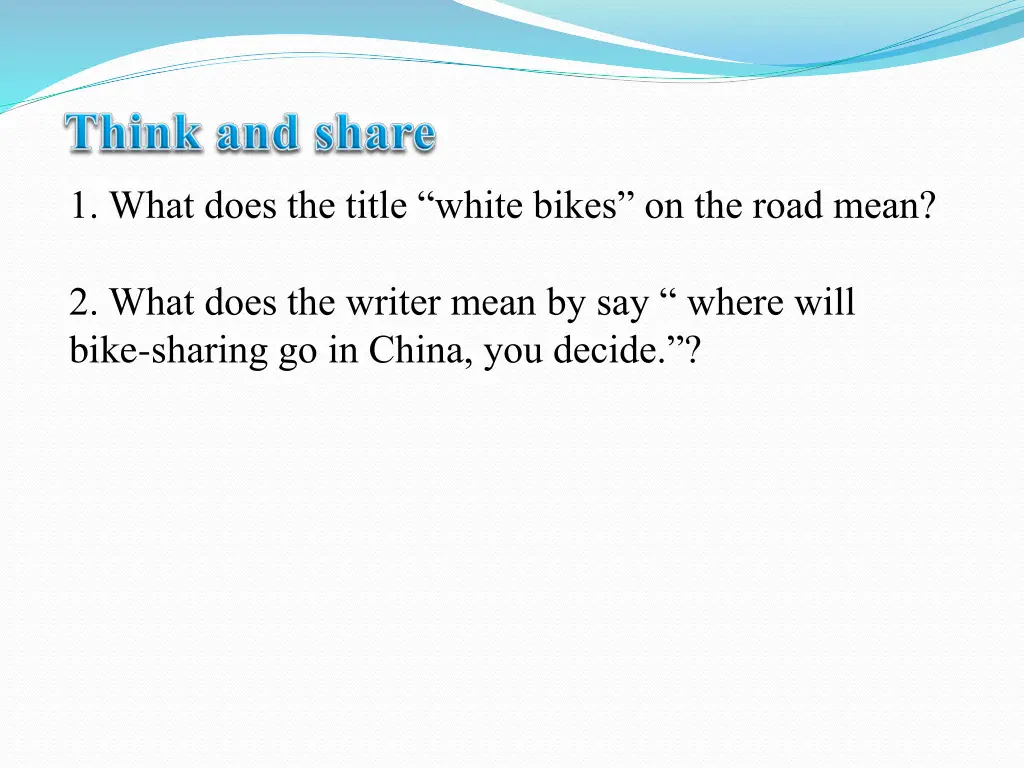 1 what does the title white bikes on the road mean