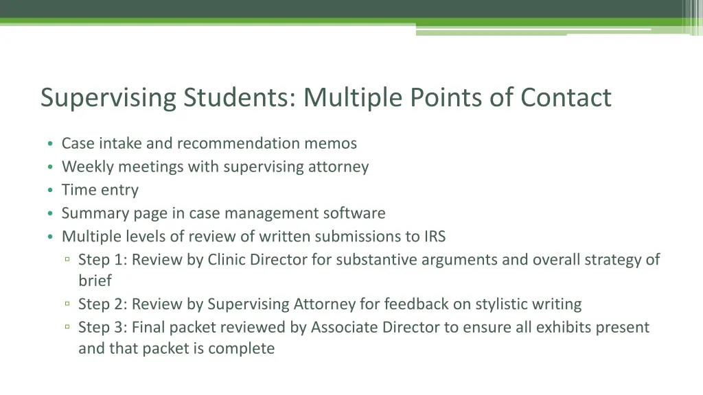 supervising students multiple points of contact