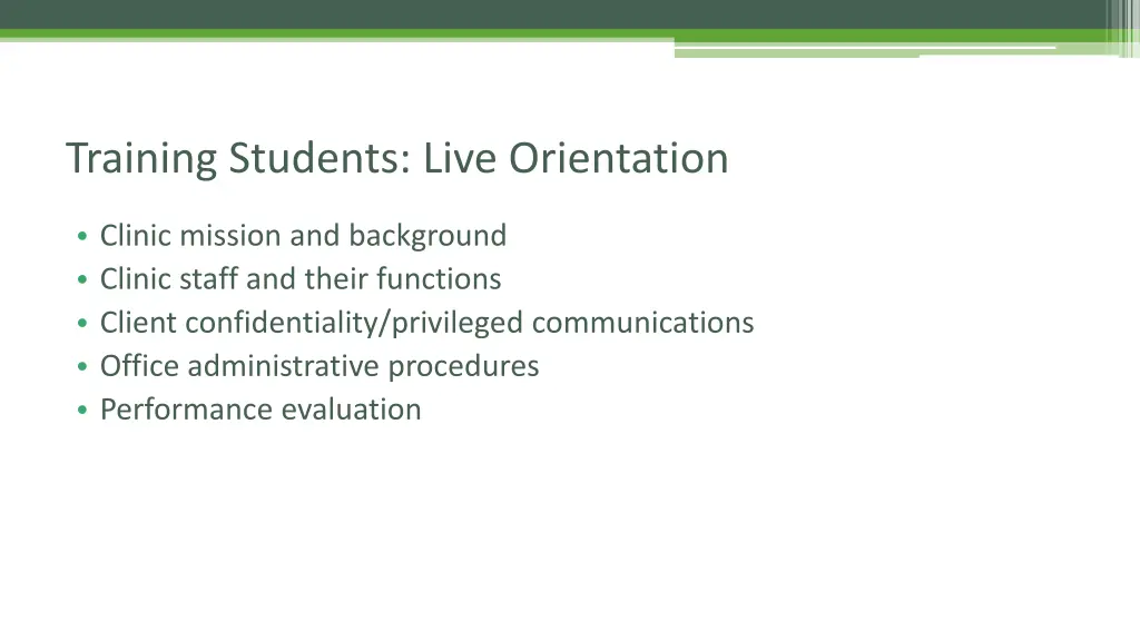 training students live orientation