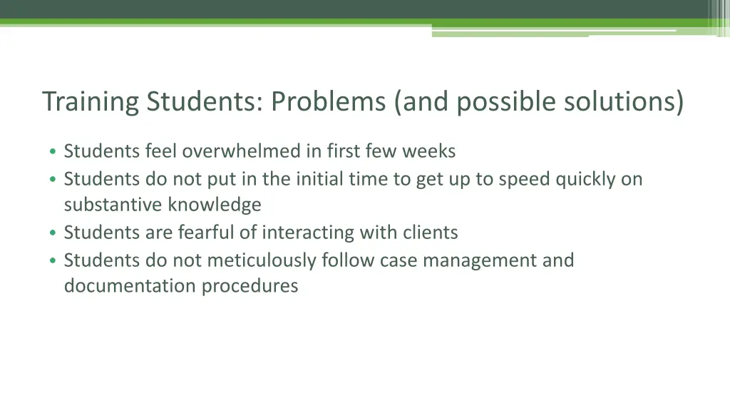 training students problems and possible solutions