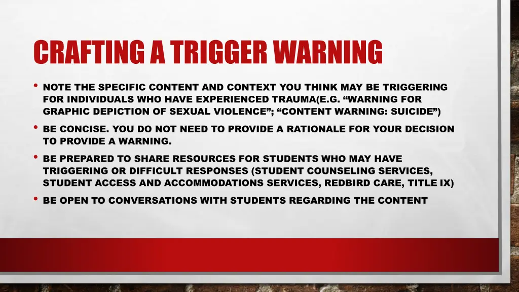 crafting a trigger warning