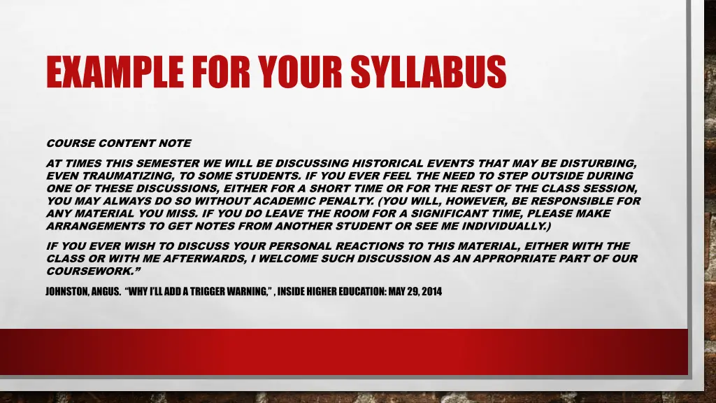 example for your syllabus