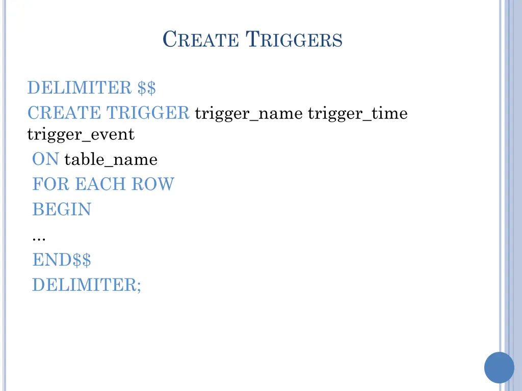 c reate t riggers