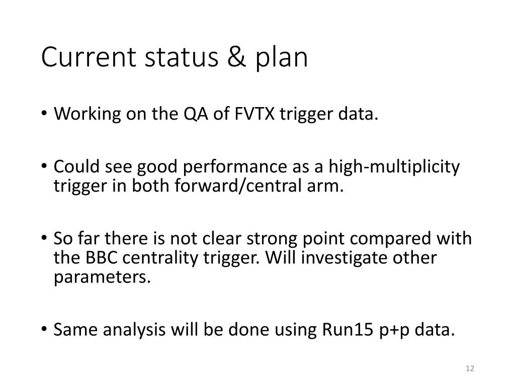 current status plan