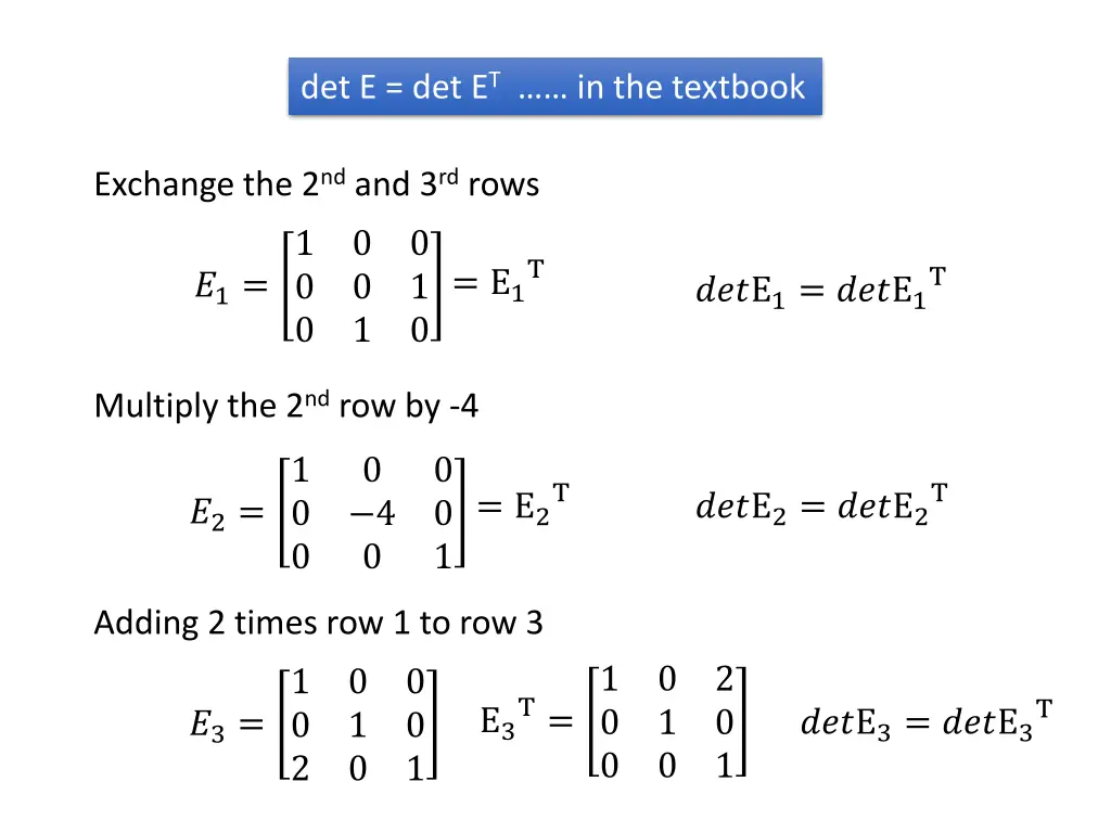 det e det e t in the textbook