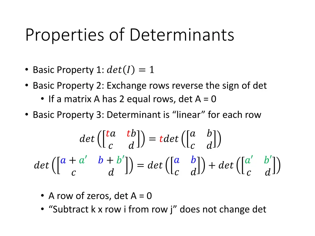 properties of determinants