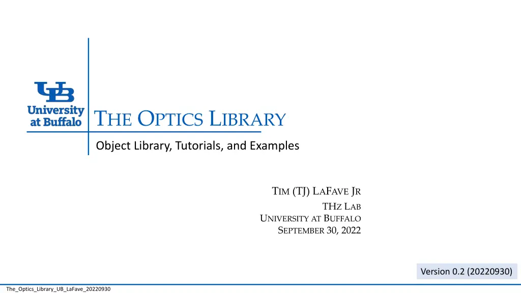 t he o ptics l ibrary