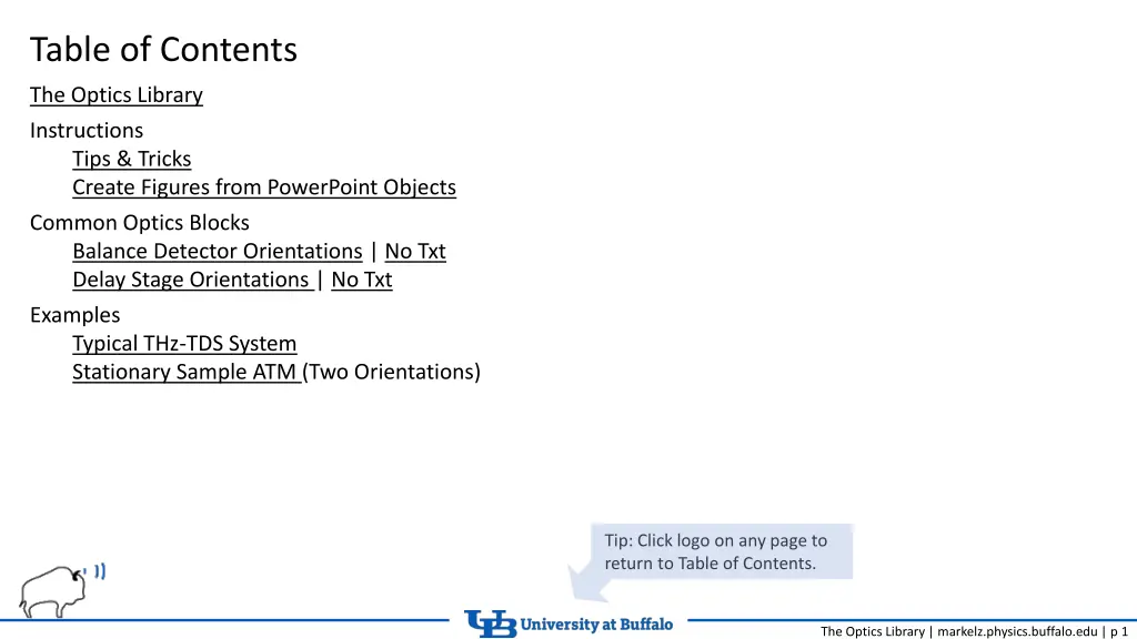 table of contents