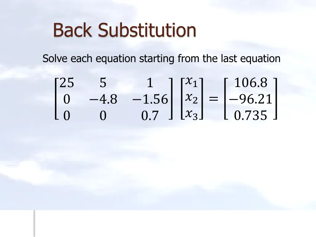 back substitution