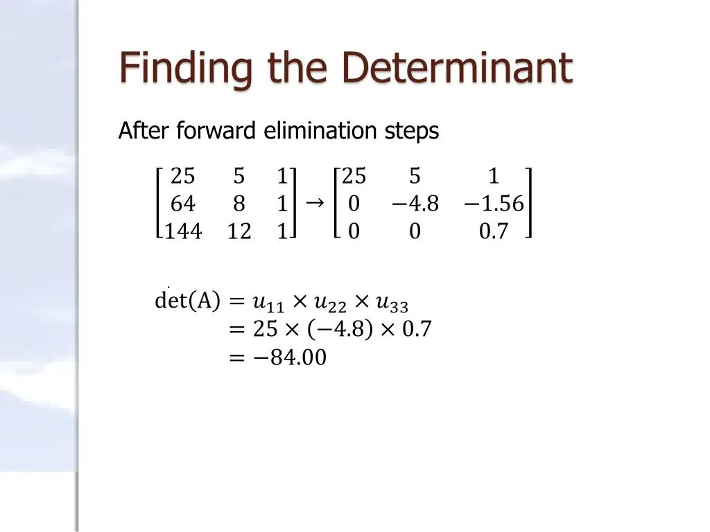 finding the determinant