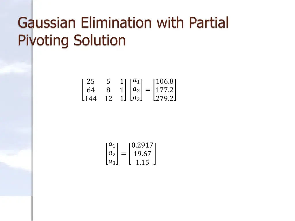 gaussian elimination with partial pivoting 1